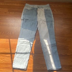 High Waisted Color-block Straight Jean